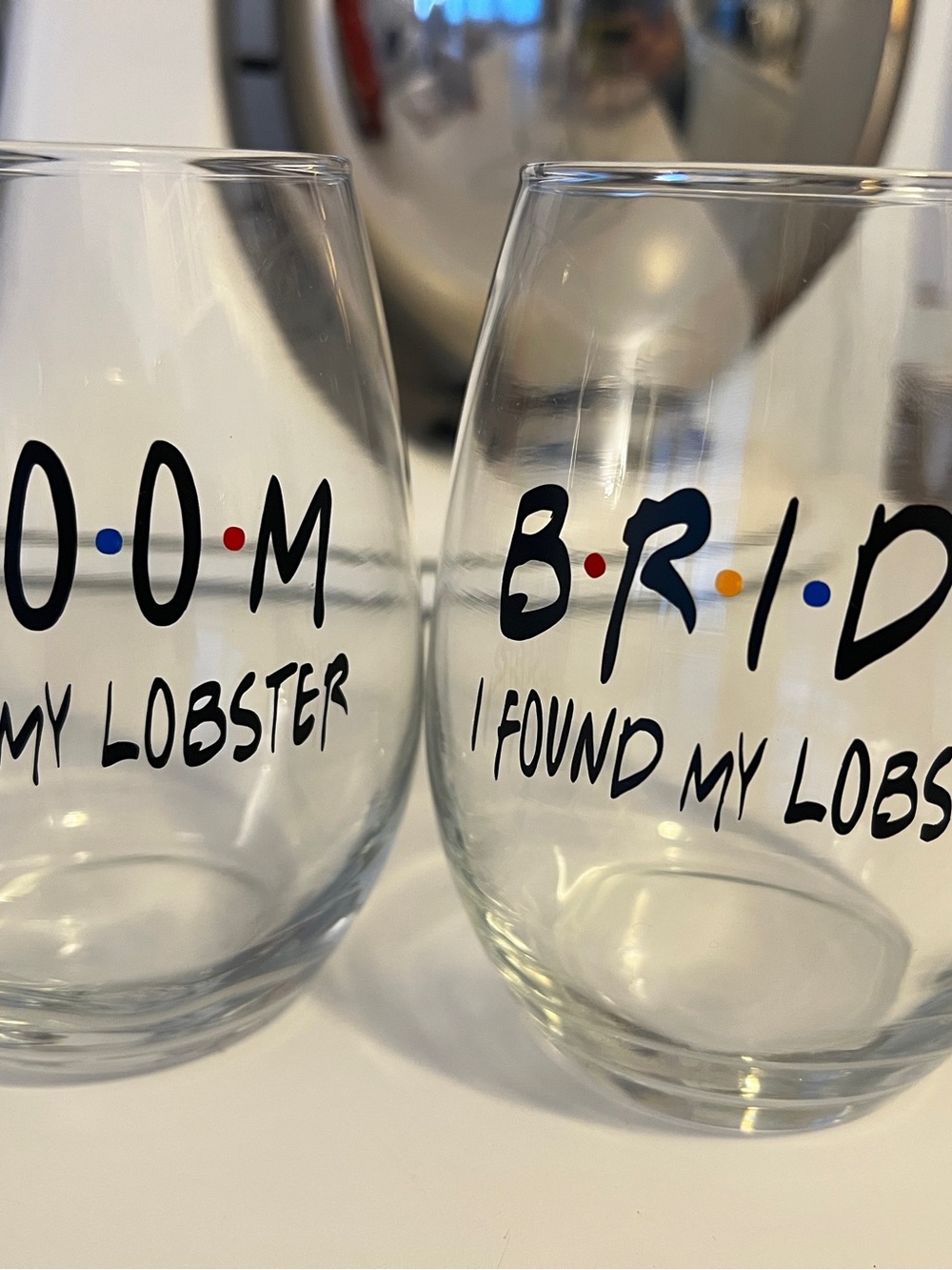 FRIENDS - Bride & Groom - Stemless Wine Glasses Set